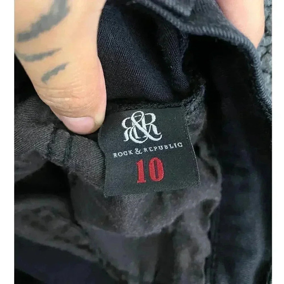 Rock & Republic Black Denim Capri Jeans 10 Stretch Kendall Cotton Blend - Picture 3 of 12